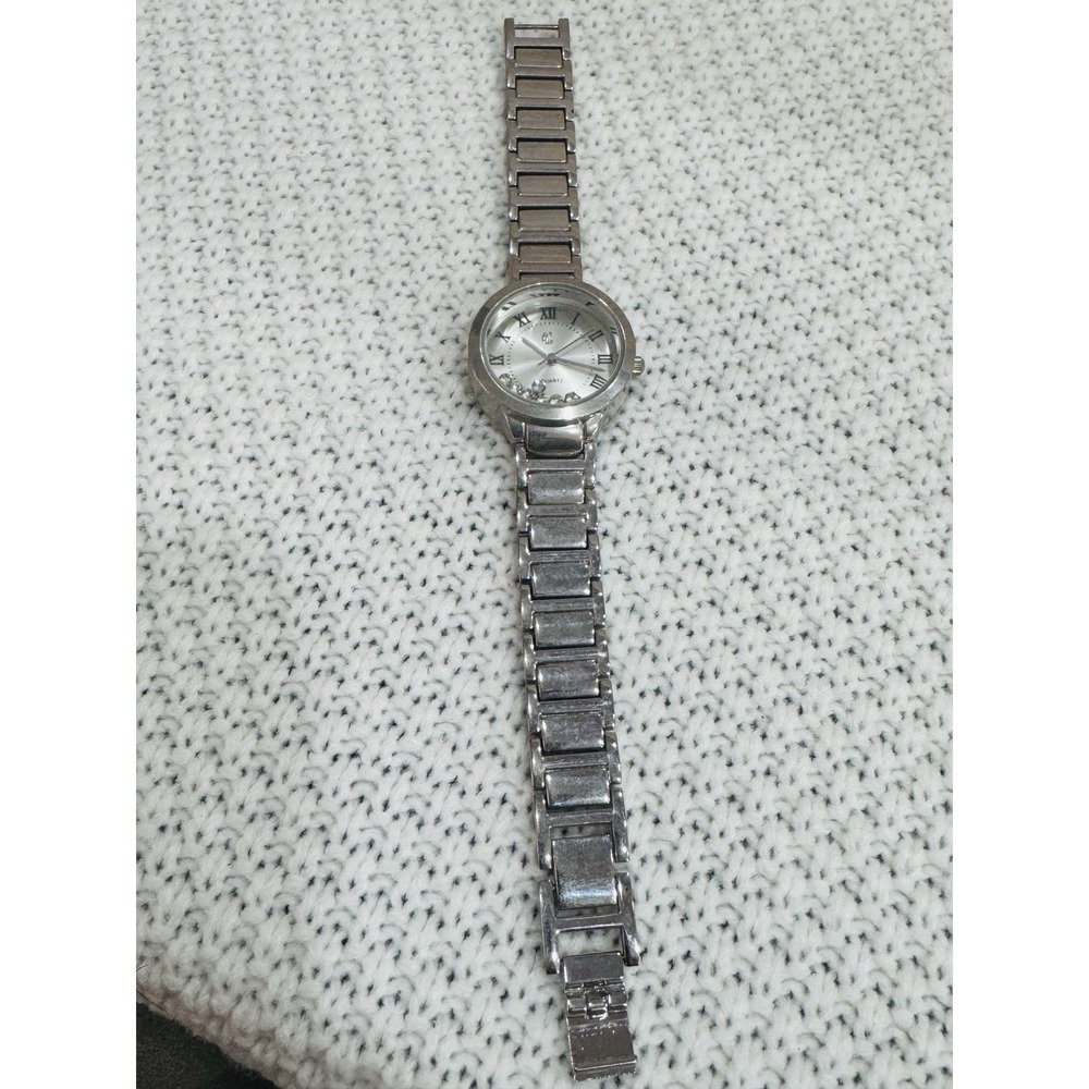 Charming Charlie Women's Silver Tone Floating Crystal Roman Numeral Watch